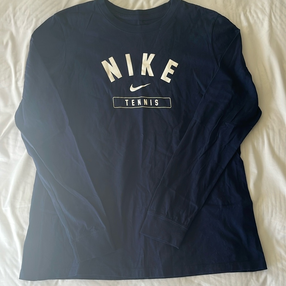 Navy blue long sleeve Nike Tennis shirt